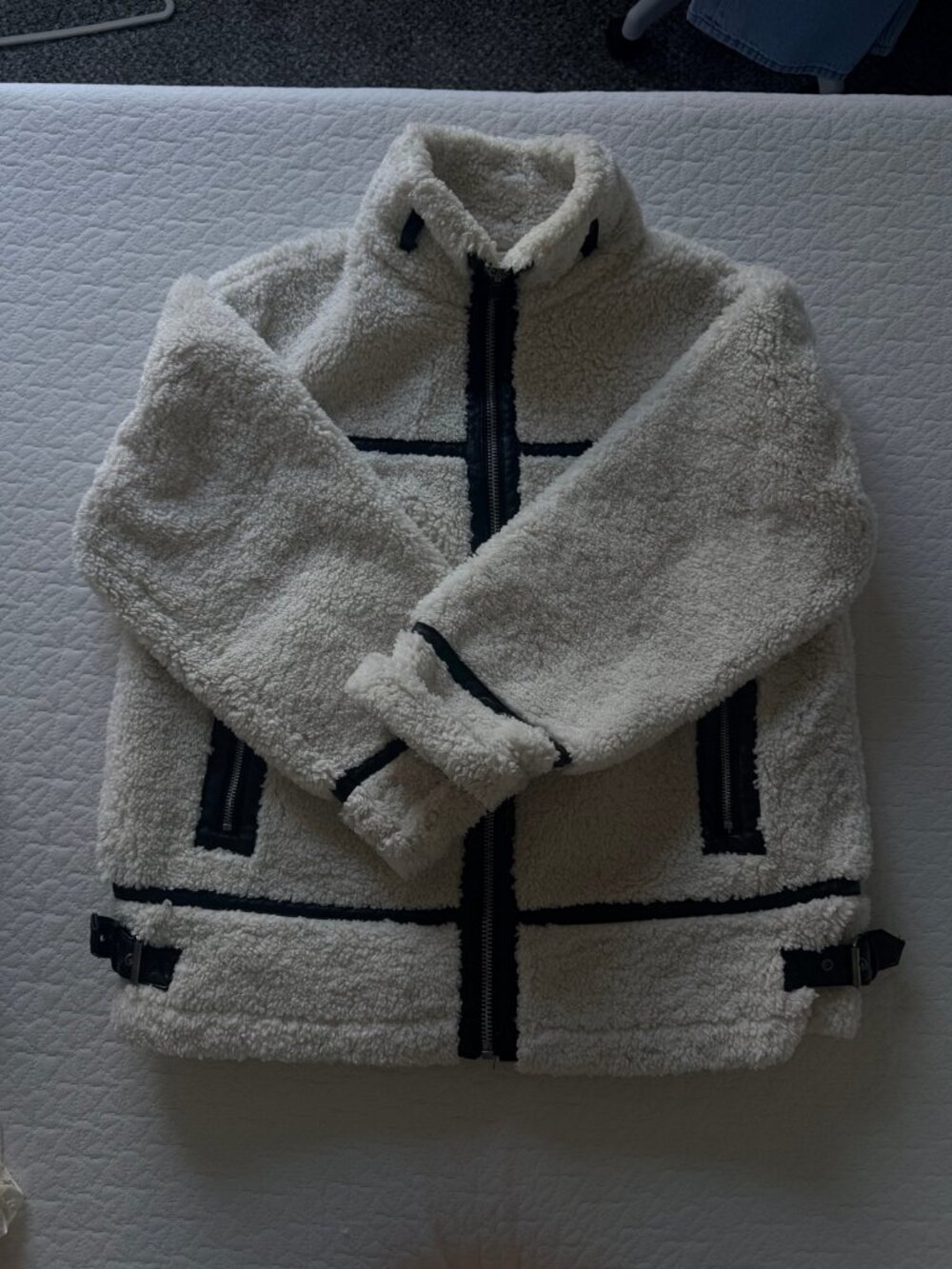 Miss Selfridge Cream Teddy Faux Shearling Jacket US 6